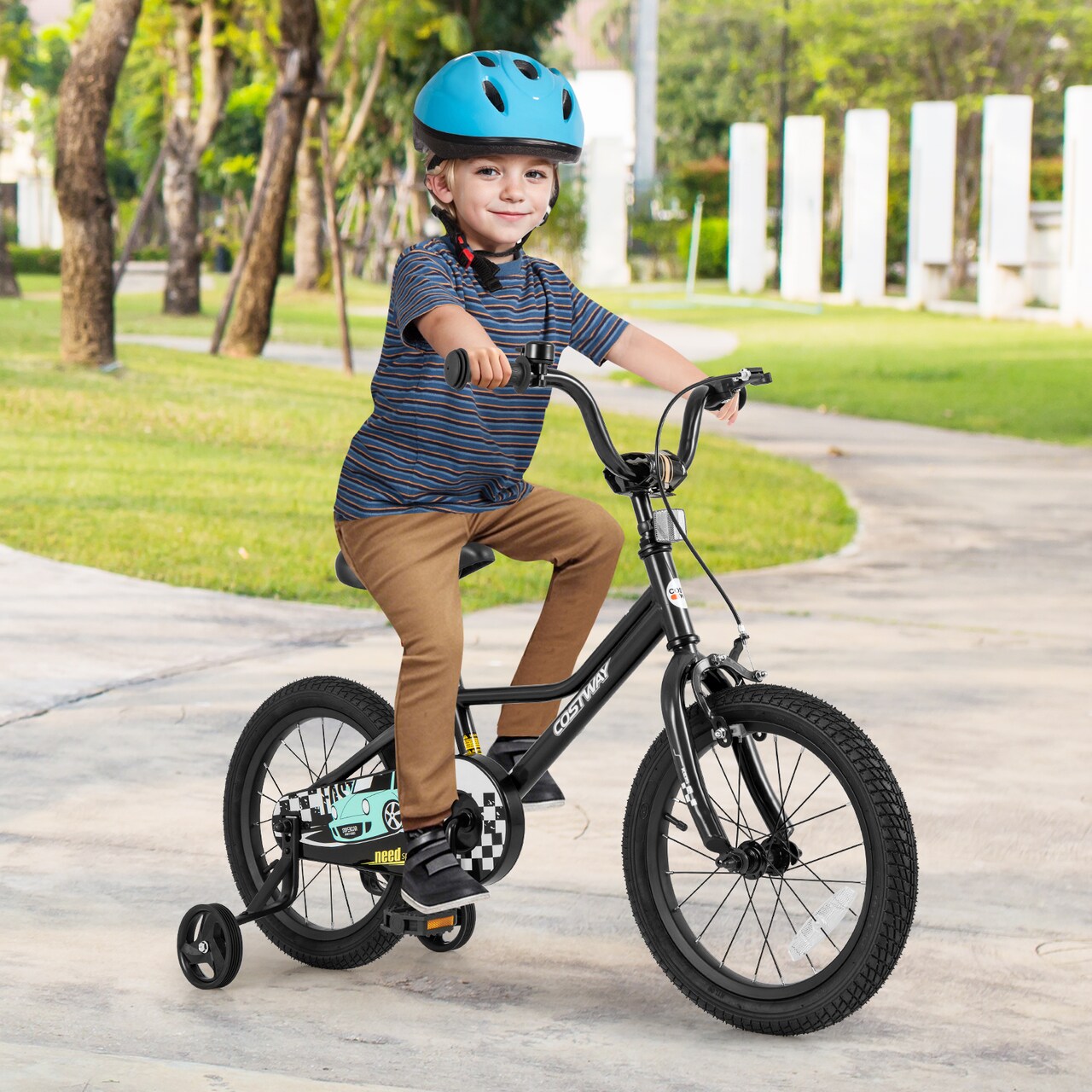 Children’s Bicycle with Hand and Coaster Brake Adjustable Saddle Steel Frame Ideal for Boys and Girls